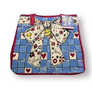 Brighton Love Sparkle Canvas Tote with Bow on Front and Cat on the back‎ BNWT